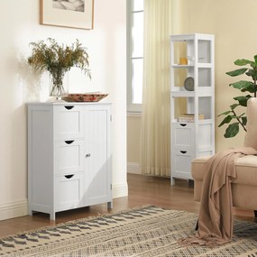 Armario arrumação sala, casa de banho com 3 gavetas grandes 60 x 30 x 81 cm Branco