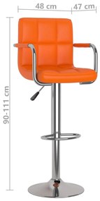 Bancos de bar 2 pcs couro artificial laranja