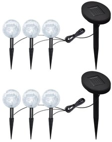 Candeeiros de jardim 6 pcs LED com estacas e painéis solares