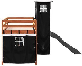 Cama alta criança c/ torre 90x190 cm pinho maciço branco/preto