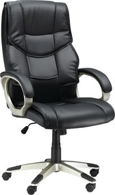 HOMCOM Cadeira de Escritório Poltrona Executiva com Função de Balanço, Cadeira Giratória Ergonômica, Assento Estilo Esportivo, Encosto Alto, Preto, Couro Sintético, Metal, 70 x 58 x 114–124 cm | Aosom Portugal