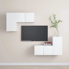 vidaXL 4 pcs conjunto de móveis de TV derivados de madeira branco