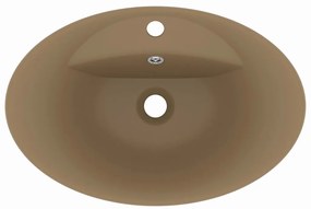 Lavatório luxuoso oval 58,5x39 cm cerâmica creme mate