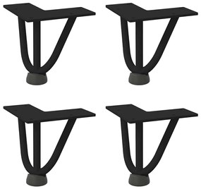 Pernas de grampo para mesa de centro 4 peças pretas 10 cm aço maciço