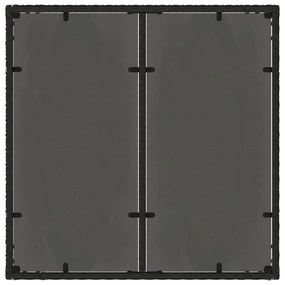 Mesa de jardim com tampo de vidro 90x90x75 cm vime PE preto