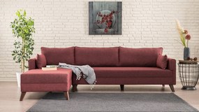 Sofá de Canto Bella – Vermelho Claret – 275x85x165 cm