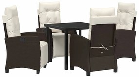 Conjunto de jantar de jardim com 5 peças em rattan poliéster marrom.