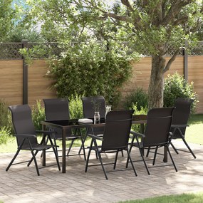vidaXL Conjunto de Jantar de Jardim de 7 Peças Preto Rattan
