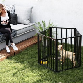 Parque para cães, parque para animais, 5 painéis 76 cm altura, vedação portátil dobrável, segura, preta