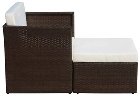 Cadeira de jardim com banco vime castanho