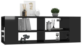 Armário de parede para TV derivados de madeira preto brilhante