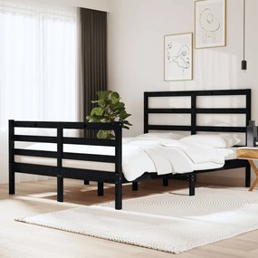 Estrutura de cama dupla 4FT6 135x190 cm pinho maciço preto