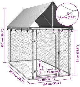 Canil de exterior com telhado 200x100x150 cm