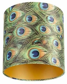 Abajur em Veludo com Design de Pavão 25/25/25 com Interior Dourado
