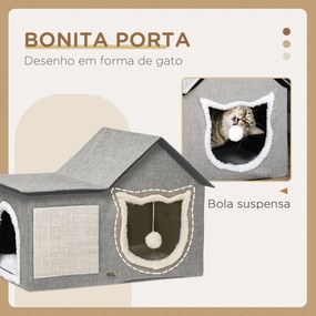 PawHut Casa para Gatos Cama para Gatos Interior com Almofada para Arra