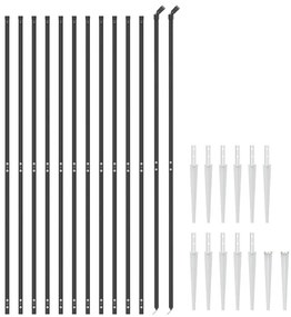 Cerca de malha de arame c/ estacas de fixação 2x25m antracite