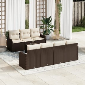 Conjunto de Sofá de Jardim de 8 Peças com Almofadas de Vime Polido Cas