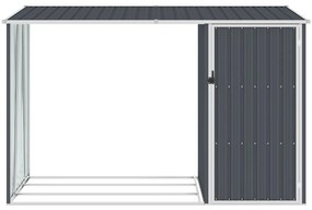 Abrigo de lenha jardim 245x98x159cm aço galvanizado antracite