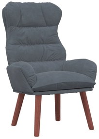 Poltrona Relaxante Veludo Cinza Escuro