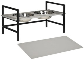 PawHut Comedouro Elevado Cães Altura Ajustável 2 Tigelas 1100ml Tapete Alimentador Lento 60x33x10-31,5cm Cinza Prático e Funcional | Aosom Portugal