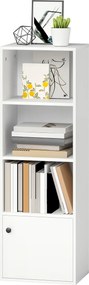 Estante de 4 Níveis Estante para Livros com Prateleiras Ajustáveis e Armário Estante Moderna 40x30x120 cm Branco
