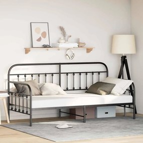 vidaXL Estrutura de Daybed Preto 90x200 cm Aço