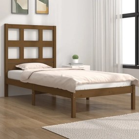vidaXL Estrutura de cama solteiro 90x190 cm pinho maciço castanho mel