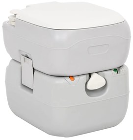 vidaXL Sanita portátil p/ campismo 22+12 L PEAD cinzento e branco