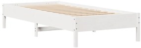 Cama com estante sem colchão 90x200 cm pinho maciço branco