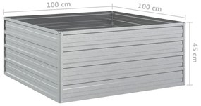 Canteiro elevado jardim 100x100x45 cm aço galvanizado prateado