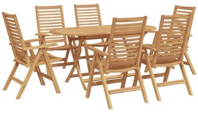 vidaXL Conjunto de Jantar para Jardim 7 pcs Castanho