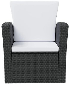 8 pcs conjunto lounge de jardim c/ almofadões vime PE preto