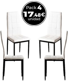 Pack 4 Cadeiras Lan Couro Sintético - Branco