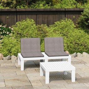 vidaXL 2 pcs conjunto lounge de jardim com almofadões plástico branco