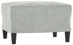 3 pcs conjunto de sofás veludo cinzento-claro