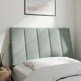 Almofadão de cabeceira 80 cm veludo cinzento-claro