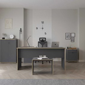 Secretária de Canto "Executive" - 160 x 75 x 144 cm - Antracite e Carv