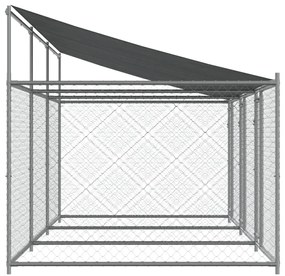 Jaula para cão com telhado/portas 6x2x2 m aço galvanizado cinza