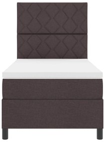 Cama Box Spring com Colchão Castanho Escuro 90x200 cm Tecido
