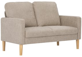 Sofá de 2 Lugares Estofado em Microfibra Sofá Moderno com Pés de Madeira Apoio de Braços 130x78x85 cm Creme