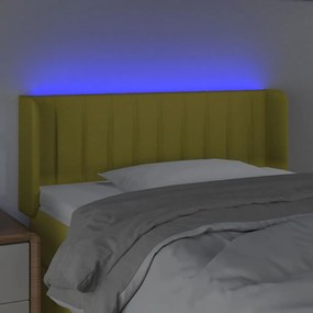 Cabeceira de cama c/ luzes LED tecido 93x16x78/88 cm verde