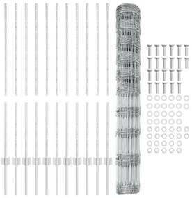 Postes de Cerca vidaXL 22 pcs U-Channel 120 cm Aço Galvanizado, Cerca