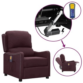 vidaXL Poltrona elevatória de massagens tecido roxo