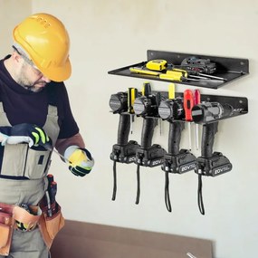 Organizador de ferramentas Estante de parede para brocas eléctricas Suporte de parede para prateleira flutuante fácil de instalar