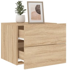 Mesa de cabeceira de parede com luzes LED carvalho sonoma