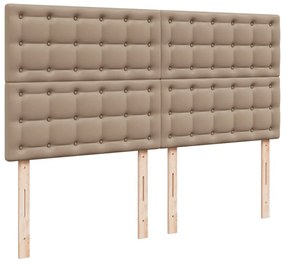 Cama com molas/colchão 200x200 cm couro artificial cappuccino