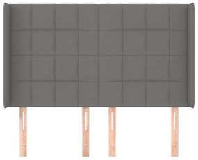 Cabeceira cama c/ abas tecido 147x16x118/128 cm cinzento-escuro