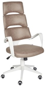 Cadeira de escritório em pele sintética castanha e branca GRANDIOSE Beliani
