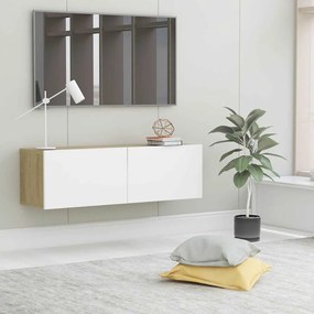 vidaXL Móvel de TV derivados de madeira branco e carvalho sonoma