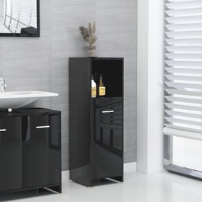 vidaXL Armário casa de banho 30x30x95 cm contrapl. preto brilhante